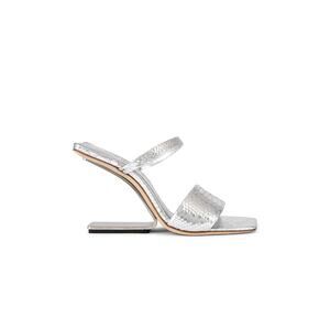 Cult Gaia 'Rene' Silver Snake Embossed Leather Sandal Size 7.5
